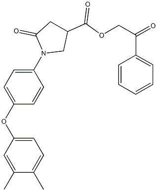 2-oxo-2-phenylethyl 1-[4-(3,4-dimethylphenoxy)phenyl]-5-oxo-3-pyrrolidinecarboxylate Struktur