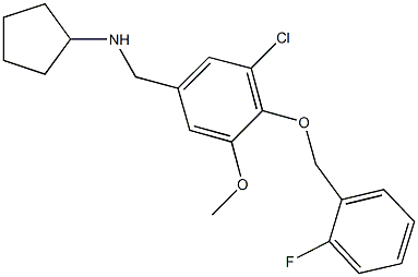 N-{3-chloro-4-[(2-fluorobenzyl)oxy]-5-methoxybenzyl}-N-cyclopentylamine 化学構造式