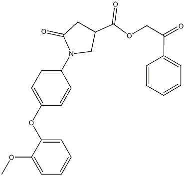 2-oxo-2-phenylethyl 1-[4-(2-methoxyphenoxy)phenyl]-5-oxo-3-pyrrolidinecarboxylate Struktur