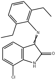 7-chloro-3-[(2,6-diethylphenyl)imino]-1,3-dihydro-2H-indol-2-one 结构式