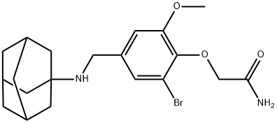 2-{4-[(1-adamantylamino)methyl]-2-bromo-6-methoxyphenoxy}acetamide 化学構造式