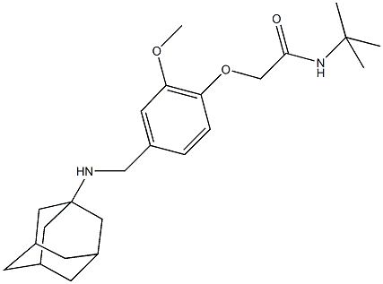 2-{4-[(1-adamantylamino)methyl]-2-methoxyphenoxy}-N-(tert-butyl)acetamide 化学構造式