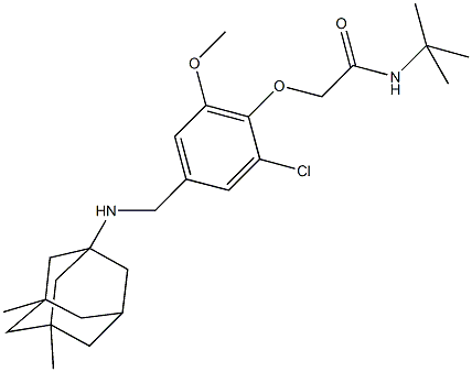 N-(tert-butyl)-2-(2-chloro-4-{[(3,5-dimethyl-1-adamantyl)amino]methyl}-6-methoxyphenoxy)acetamide 结构式