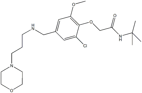 N-(tert-butyl)-2-[2-chloro-6-methoxy-4-({[3-(4-morpholinyl)propyl]amino}methyl)phenoxy]acetamide 化学構造式