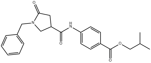 isobutyl 4-{[(1-benzyl-5-oxo-3-pyrrolidinyl)carbonyl]amino}benzoate 结构式