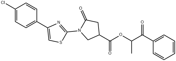 1-methyl-2-oxo-2-phenylethyl 1-[4-(4-chlorophenyl)-1,3-thiazol-2-yl]-5-oxo-3-pyrrolidinecarboxylate|