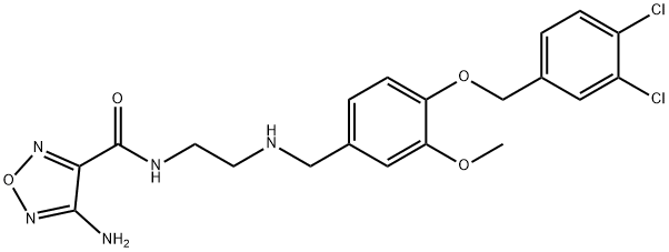 4-amino-N-[2-({4-[(3,4-dichlorobenzyl)oxy]-3-methoxybenzyl}amino)ethyl]-1,2,5-oxadiazole-3-carboxamide 结构式