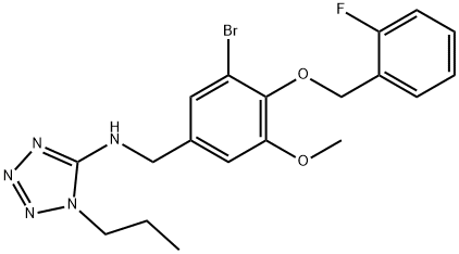 N-{3-bromo-4-[(2-fluorobenzyl)oxy]-5-methoxybenzyl}-N-(1-propyl-1H-tetraazol-5-yl)amine Structure