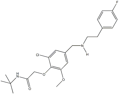 N-(tert-butyl)-2-[2-chloro-4-({[2-(4-fluorophenyl)ethyl]amino}methyl)-6-methoxyphenoxy]acetamide Struktur