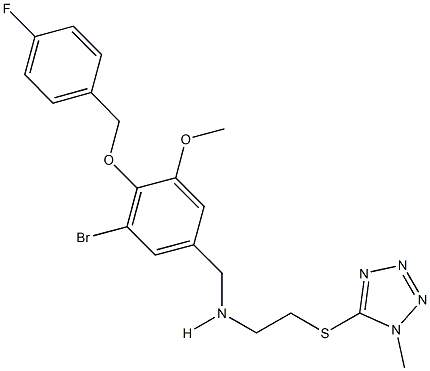 N-{3-bromo-4-[(4-fluorobenzyl)oxy]-5-methoxybenzyl}-N-{2-[(1-methyl-1H-tetraazol-5-yl)sulfanyl]ethyl}amine Structure