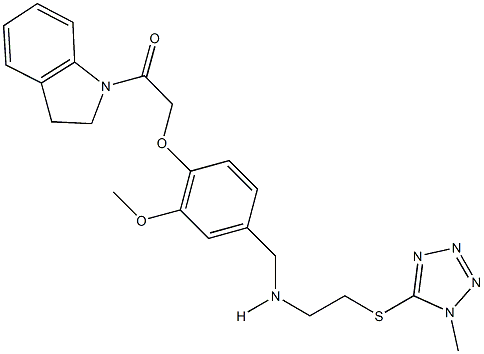 N-{4-[2-(2,3-dihydro-1H-indol-1-yl)-2-oxoethoxy]-3-methoxybenzyl}-N-{2-[(1-methyl-1H-tetraazol-5-yl)sulfanyl]ethyl}amine Struktur