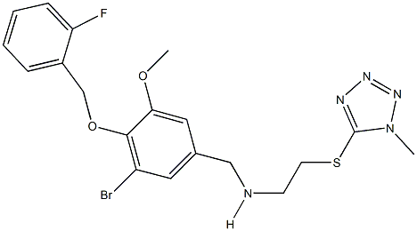 N-{3-bromo-4-[(2-fluorobenzyl)oxy]-5-methoxybenzyl}-N-{2-[(1-methyl-1H-tetraazol-5-yl)sulfanyl]ethyl}amine 结构式