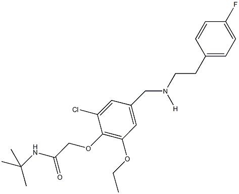 N-(tert-butyl)-2-[2-chloro-6-ethoxy-4-({[2-(4-fluorophenyl)ethyl]amino}methyl)phenoxy]acetamide 化学構造式