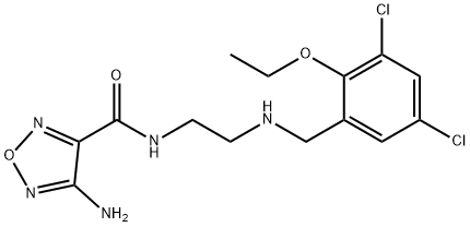 4-amino-N-{2-[(3,5-dichloro-2-ethoxybenzyl)amino]ethyl}-1,2,5-oxadiazole-3-carboxamide 化学構造式