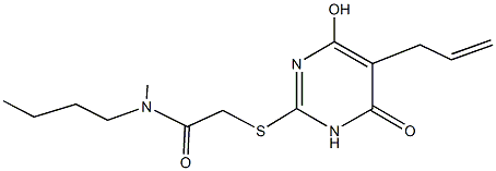 2-[(5-allyl-4-hydroxy-6-oxo-1,6-dihydro-2-pyrimidinyl)sulfanyl]-N-butyl-N-methylacetamide Structure