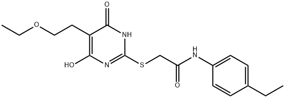 2-{[5-(2-ethoxyethyl)-4-hydroxy-6-oxo-1,6-dihydro-2-pyrimidinyl]sulfanyl}-N-(4-ethylphenyl)acetamide Structure
