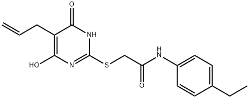 2-[(5-allyl-4-hydroxy-6-oxo-1,6-dihydro-2-pyrimidinyl)sulfanyl]-N-(4-ethylphenyl)acetamide 化学構造式
