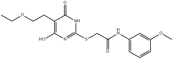 2-{[5-(2-ethoxyethyl)-4-hydroxy-6-oxo-1,6-dihydro-2-pyrimidinyl]sulfanyl}-N-(3-methoxyphenyl)acetamide Struktur