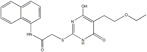 2-{[5-(2-ethoxyethyl)-4-hydroxy-6-oxo-1,6-dihydro-2-pyrimidinyl]sulfanyl}-N-(1-naphthyl)acetamide Struktur