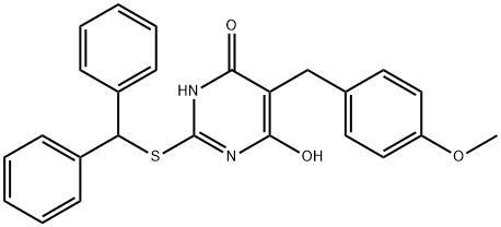 2-(benzhydrylsulfanyl)-6-hydroxy-5-(4-methoxybenzyl)-4(3H)-pyrimidinone 化学構造式