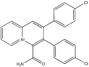 4-(aminocarbonyl)-2,3-bis(4-chlorophenyl)quinolizinium Struktur