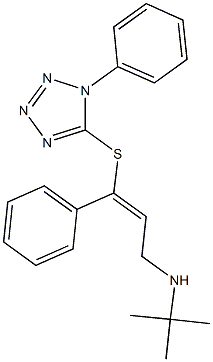 N-(tert-butyl)-N-{3-phenyl-3-[(1-phenyl-1H-tetraazol-5-yl)sulfanyl]-2-propenyl}amine 化学構造式