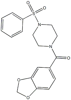 1-(1,3-benzodioxol-5-ylcarbonyl)-4-(phenylsulfonyl)piperazine 结构式