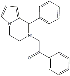 2-(2-oxo-2-phenylethyl)-1-phenyl-3,4-dihydropyrrolo[1,2-a]pyrazin-2-ium Struktur