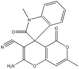 777871-93-9 2'-amino-1,7'-dimethyl-1,3-dihydro-2,5'-dioxospiro(2H-indole-3,4'-4'H,5'H-pyrano[4,3-b]pyran)-3'-carbonitrile
