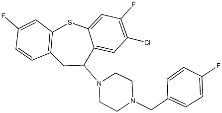 1-(8-chloro-3,7-difluoro-10,11-dihydrodibenzo[b,f]thiepin-10-yl)-4-(4-fluorobenzyl)piperazine 结构式