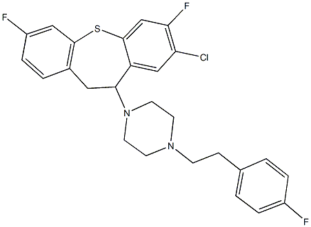 1-(8-chloro-3,7-difluoro-10,11-dihydrodibenzo[b,f]thiepin-10-yl)-4-[2-(4-fluorophenyl)ethyl]piperazine Structure