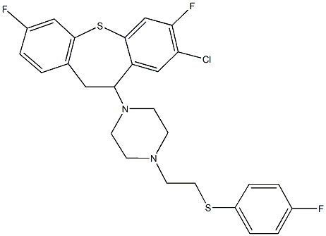 2-[4-(8-chloro-3,7-difluoro-10,11-dihydrodibenzo[b,f]thiepin-10-yl)-1-piperazinyl]ethyl 4-fluorophenyl sulfide,77795-79-0,结构式