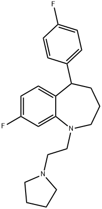 8-fluoro-5-(4-fluorophenyl)-1-[2-(1-pyrrolidinyl)ethyl]-2,3,4,5-tetrahydro-1H-1-benzazepine Struktur