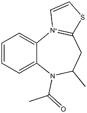 6-acetyl-5-methyl-4H,5H,6H-[1,3]thiazolo[2,3-d][1,5]benzodiazepin-11-ium Struktur