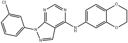 1-(3-chlorophenyl)-N-(2,3-dihydro-1,4-benzodioxin-6-yl)-1H-pyrazolo[3,4-d]pyrimidin-4-amine 结构式