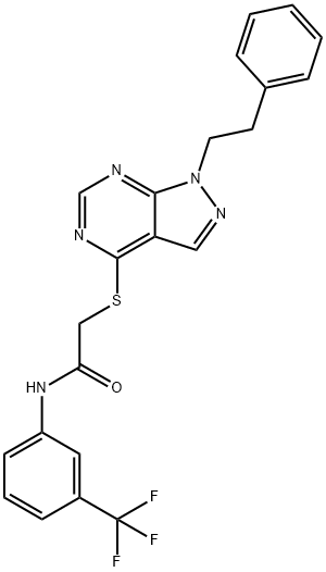 2-{[1-(2-phenylethyl)-1H-pyrazolo[3,4-d]pyrimidin-4-yl]sulfanyl}-N-[3-(trifluoromethyl)phenyl]acetamide Structure