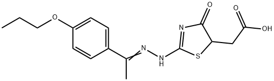 (4-oxo-2-{[1-(4-propoxyphenyl)ethylidene]hydrazono}-1,3-thiazolidin-5-yl)acetic acid Structure