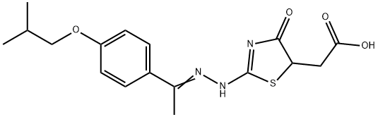 (2-{[1-(4-isobutoxyphenyl)ethylidene]hydrazono}-4-oxo-1,3-thiazolidin-5-yl)acetic acid Structure