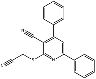 2-[(cyanomethyl)sulfanyl]-4,6-diphenylnicotinonitrile Struktur