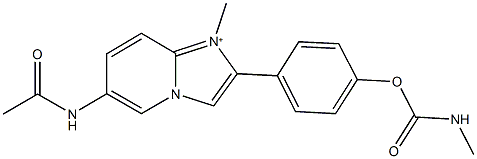 4-[6-(acetylamino)-1-methylimidazo[1,2-a]pyridin-1-ium-2-yl]phenyl methylcarbamate Struktur