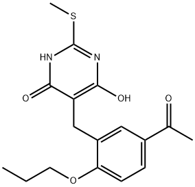 1-(3-{[4,6-dihydroxy-2-(methylsulfanyl)-5-pyrimidinyl]methyl}-4-propoxyphenyl)ethanone Structure