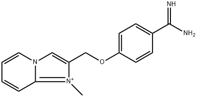 2-({4-[amino(imino)methyl]phenoxy}methyl)-1-methylimidazo[1,2-a]pyridin-1-ium Struktur