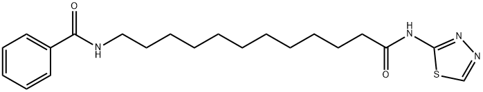 N-[12-oxo-12-(1,3,4-thiadiazol-2-ylamino)dodecyl]benzamide 化学構造式