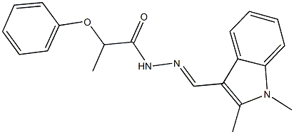 N'-[(1,2-dimethyl-1H-indol-3-yl)methylene]-2-phenoxypropanohydrazide 化学構造式