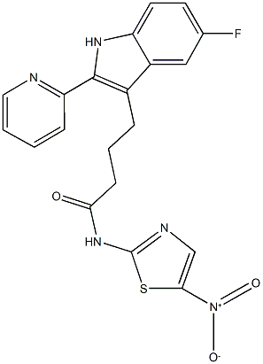 4-[5-fluoro-2-(2-pyridinyl)-1H-indol-3-yl]-N-{5-nitro-1,3-thiazol-2-yl}butanamide,791786-64-6,结构式