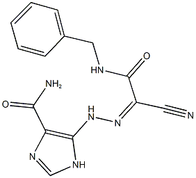 5-{2-[2-(benzylamino)-1-cyano-2-oxoethylidene]hydrazino}-1H-imidazole-4-carboxamide Struktur