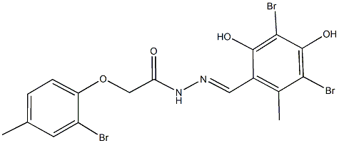 2-(2-bromo-4-methylphenoxy)-N'-(3,5-dibromo-2,4-dihydroxy-6-methylbenzylidene)acetohydrazide,791786-83-9,结构式