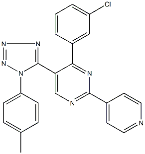 4-(3-chlorophenyl)-5-[1-(4-methylphenyl)-1H-tetraazol-5-yl]-2-(4-pyridinyl)pyrimidine,791786-92-0,结构式