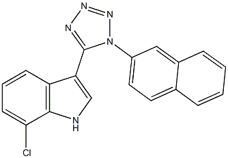 7-chloro-3-[1-(2-naphthyl)-1H-tetraazol-5-yl]-1H-indole 结构式