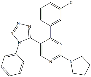 4-(3-chlorophenyl)-5-(1-phenyl-1H-tetraazol-5-yl)-2-(1-pyrrolidinyl)pyrimidine|